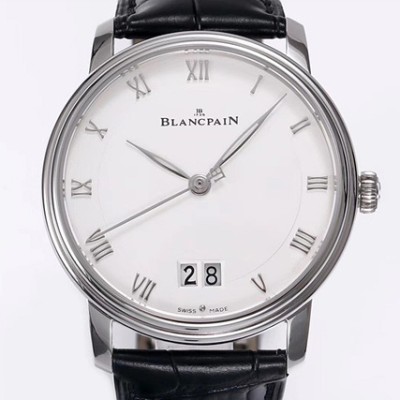 블랑팡(BLANCPAIN)빌레레6669 스틸 화이트다이얼 가죽스트랩