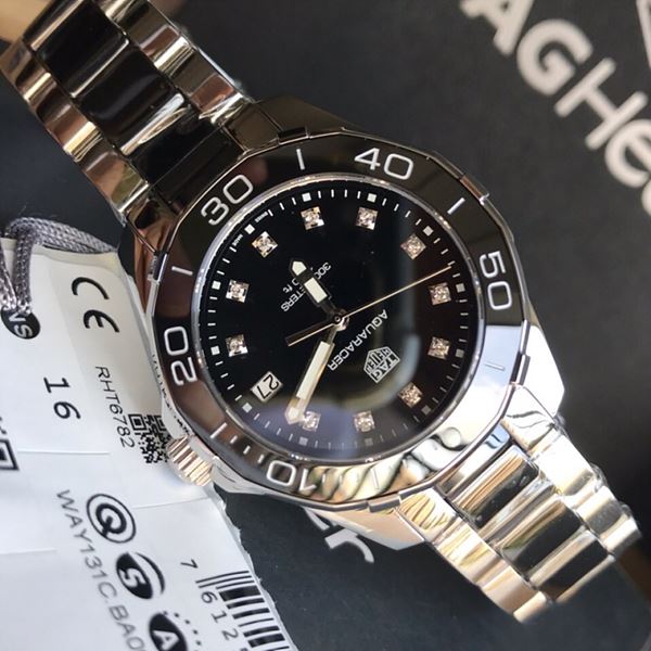 태그호이어 레플리카 시계 TAG HEUER 태그호이어 아쿠아레이서 35mm 블랙 다이얼 쿼츠 메탈 시계 WAY131C.BA0913